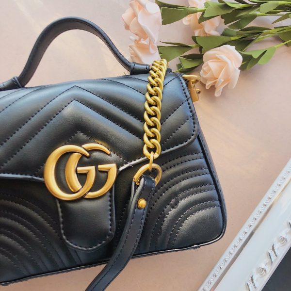 Replica Gucci Marmont Top Handle Bag in Black, Brown, Green - Image 3