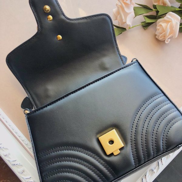 Replica Gucci Marmont Top Handle Bag in Black, Brown, Green - Image 5