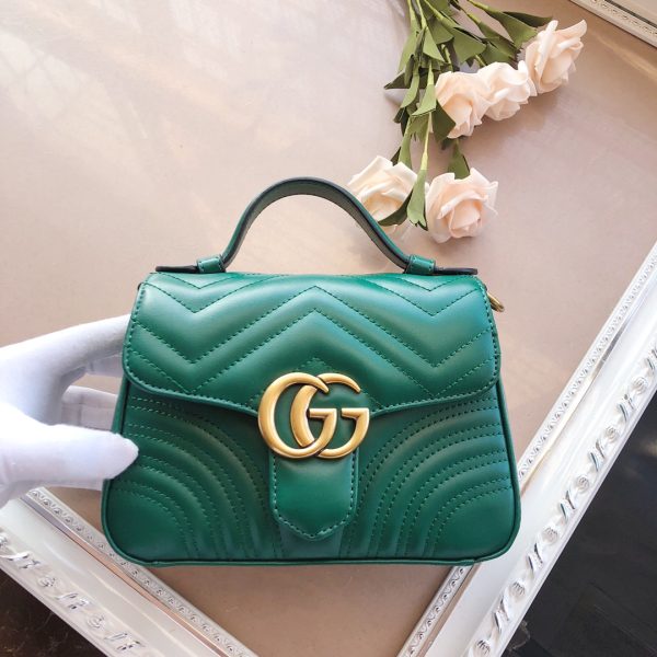 Replica Gucci Marmont Top Handle Bag in Black, Brown, Green - Image 6