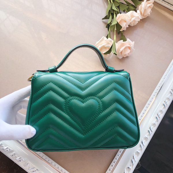 Replica Gucci Marmont Top Handle Bag in Black, Brown, Green - Image 7
