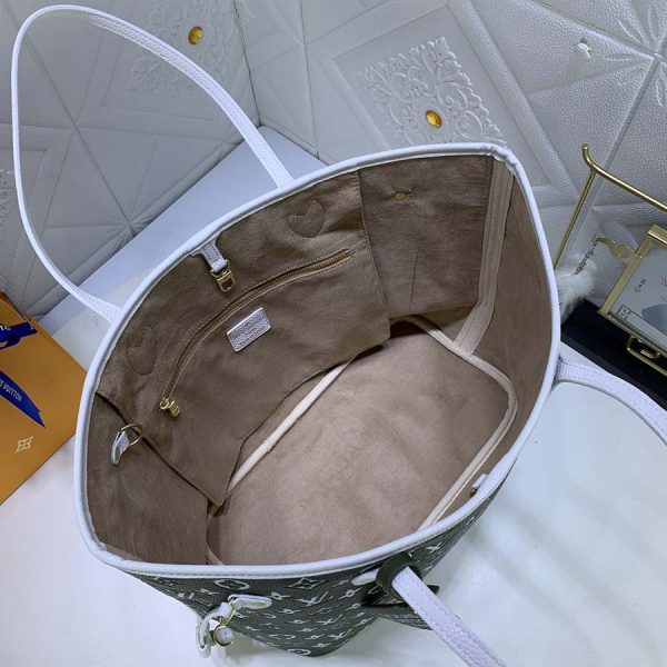 Replica LV Neverfull MM Tote in Green & Beige - Image 5