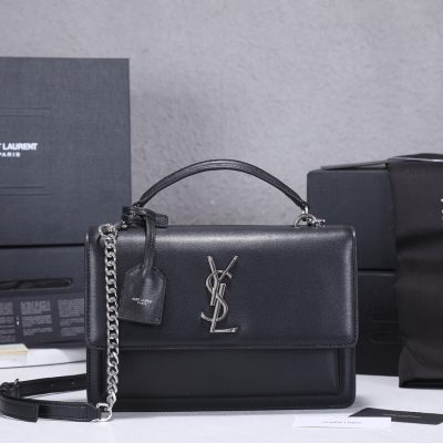 Replica YSL Sunset Medium Top Handle Bag - Black