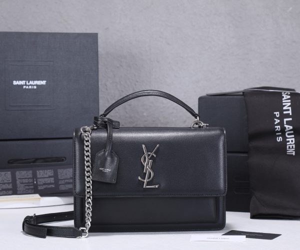 Replica YSL Sunset Medium Top Handle Bag - Black