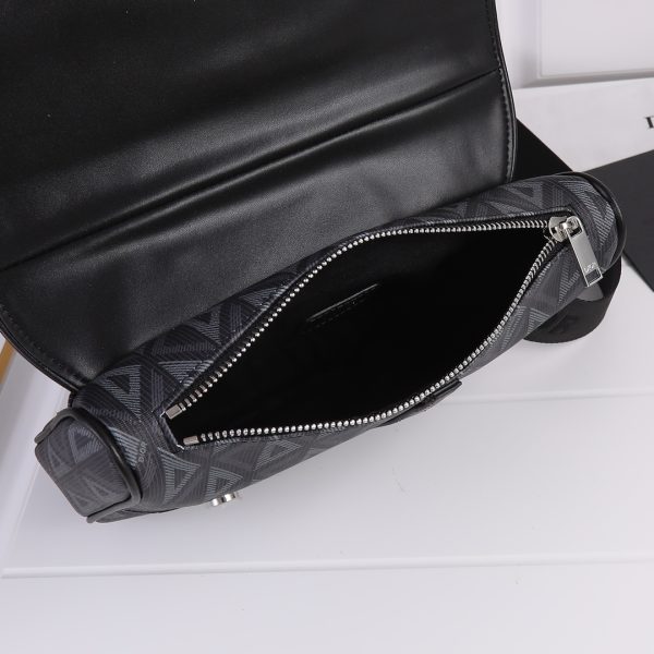 Dior Replica CD Diamond Canvas Saddle Bag - Black & White - Image 5