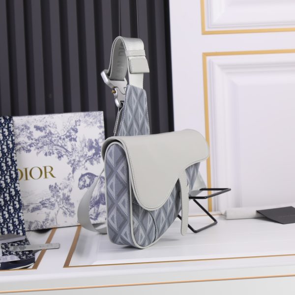Dior Replica CD Diamond Canvas Saddle Bag - Black & White - Image 8