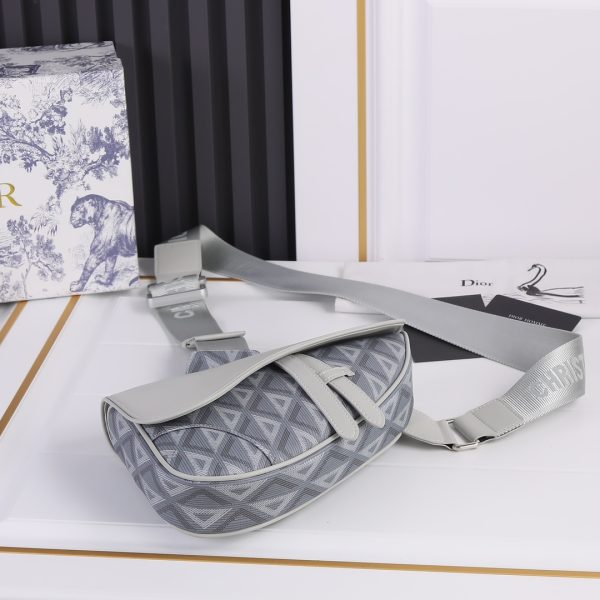 Dior Replica CD Diamond Canvas Saddle Bag - Black & White - Image 9