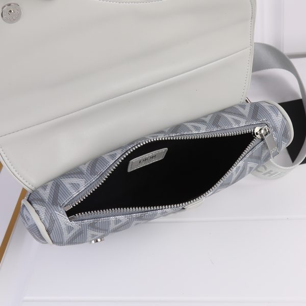 Dior Replica CD Diamond Canvas Saddle Bag - Black & White - Image 10