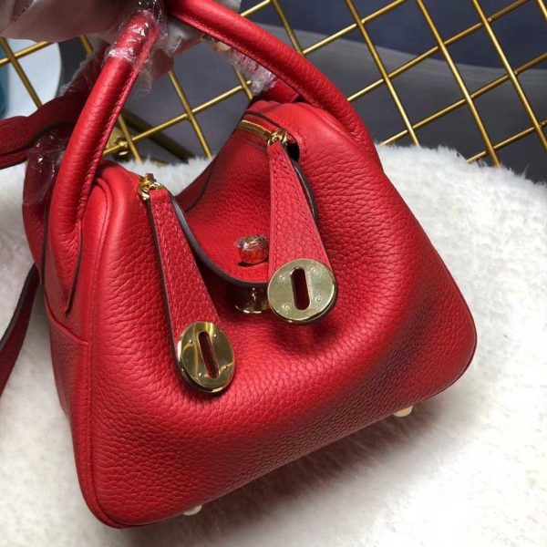 Replica Hermes Lindy Mini Bag - Black/Red/Grey - Image 19
