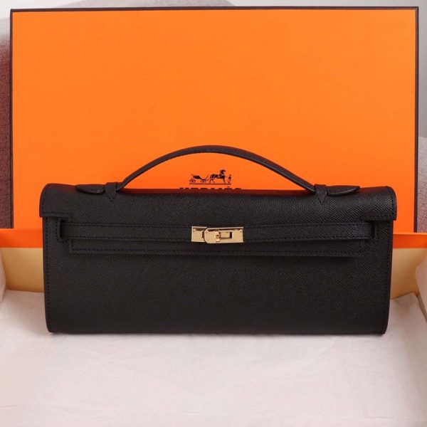 Hermes AAA Kelly Cut Pochette Replica - Black, Brown, Blue - Image 16