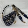 Best Replicas Bags - Replica Dior Navy Gray Oblique Embroidery Saddle Bag Shop For Best Louis Vuitton LV Replica Bags With Cheap Price