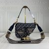 Best Replicas Bags - Replica Dior Navy Gray Oblique Embroidery Saddle Bag Shop For Best Louis Vuitton LV Replica Bags With Cheap Price