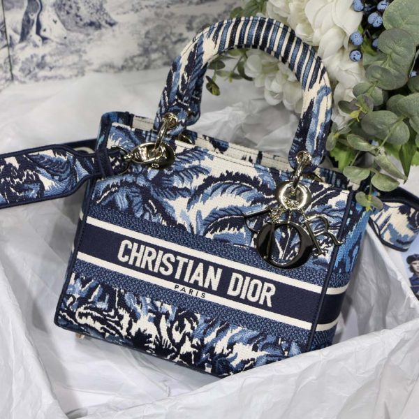 Dior AAA Medium Lady D-Lite Bag with Embroidered Logo