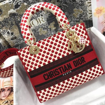 Replica Dior Red Dots Lady D-Lite Bag - Embroidered Logo