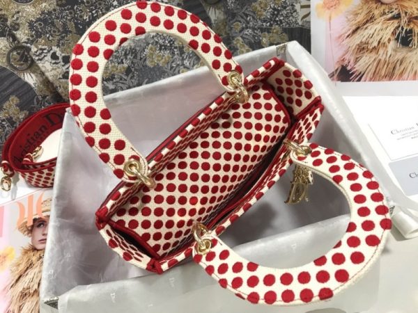 Replica Dior Red Dots Lady D-Lite Bag - Embroidered Logo - Image 3