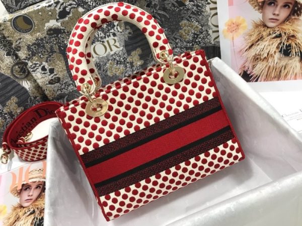 Replica Dior Red Dots Lady D-Lite Bag - Embroidered Logo - Image 5