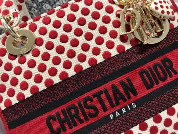 Replica Dior Red Dots Lady D-Lite Bag - Embroidered Logo - Image 6