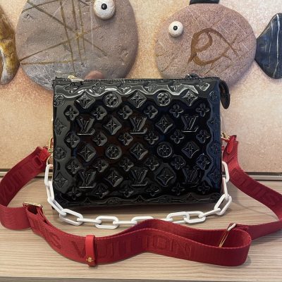 Replica LV Coussin PM Patent Leather Bag - Black/Green