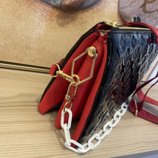 Replica LV Coussin PM Patent Leather Bag - Black/Green - Image 3