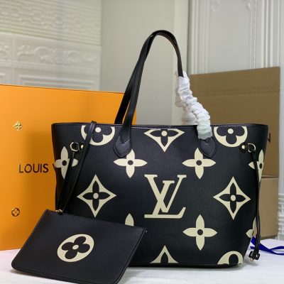 Replica LV Neverfull M45679 Tote in White/Black