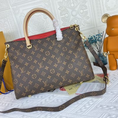 Replica LV Pallas MM Monogram Black Red Pink Handbag