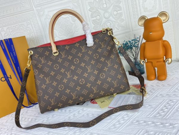 Replica LV Pallas MM Monogram Black Red Pink Handbag