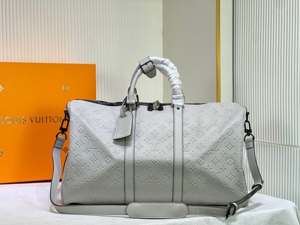 Silver LV Keepall Bandouliere 50 Replica – Stylish Travel Essential