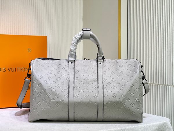 Silver LV Keepall Bandouliere 50 Replica – Stylish Travel Essential - Image 4