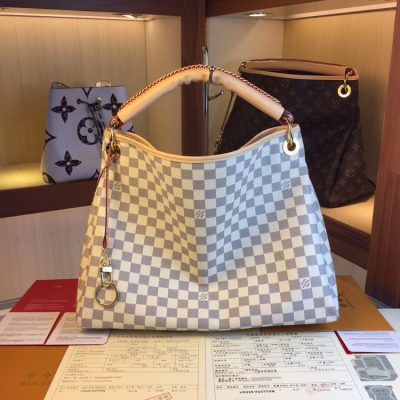 Authentic Look Louis Vuitton Artsy MM Replica White/Brown Handbag