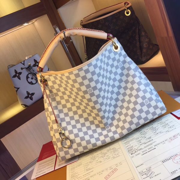 Authentic Look Louis Vuitton Artsy MM Replica White/Brown Handbag - Image 4
