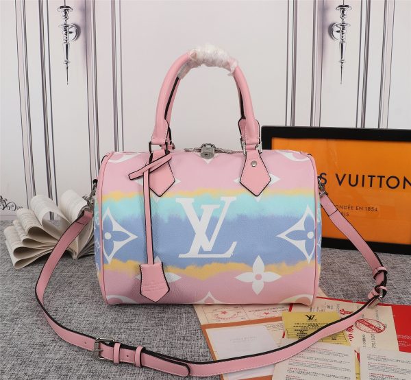 Replica LV Escale Speedy 30 in Pink, Red & Blue