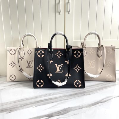 Louis Vuitton OnThego MM Replica Black/Beige AAA