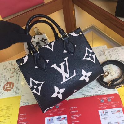 Replica LV Onthego PM M45659 Black/White/Beige Bag