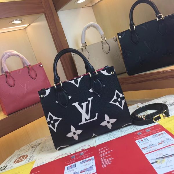 Replica LV Onthego PM M45659 Black/White/Beige Bag - Image 3