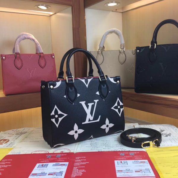 Replica LV Onthego PM M45659 Black/White/Beige Bag - Image 4