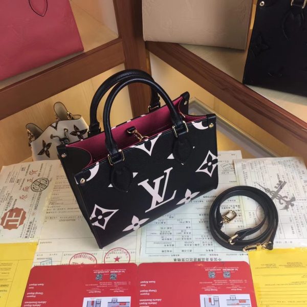 Replica LV Onthego PM M45659 Black/White/Beige Bag - Image 5