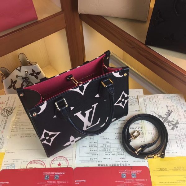 Replica LV Onthego PM M45659 Black/White/Beige Bag - Image 6