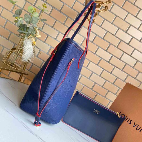 Replica LV Neverfull MM Monogram Empreinte Leather Black/Beige/Blue - Image 14