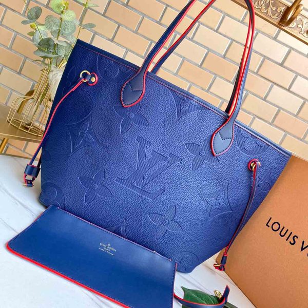 Replica LV Neverfull MM Monogram Empreinte Leather Black/Beige/Blue - Image 12