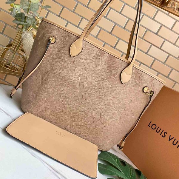 Replica LV Neverfull MM Monogram Empreinte Leather Black/Beige/Blue - Image 9