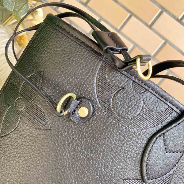 Replica LV Neverfull MM Monogram Empreinte Leather Black/Beige/Blue - Image 4
