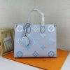Best Replicas Bags - Replica LV By The Pool Onthego MM Blue Beige Pink Bag Shop For Best Louis Vuitton LV Replica Bags With Cheap Price