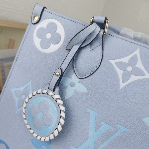 Replica LV By The Pool Onthego MM Blue Beige Pink Bag - Image 4