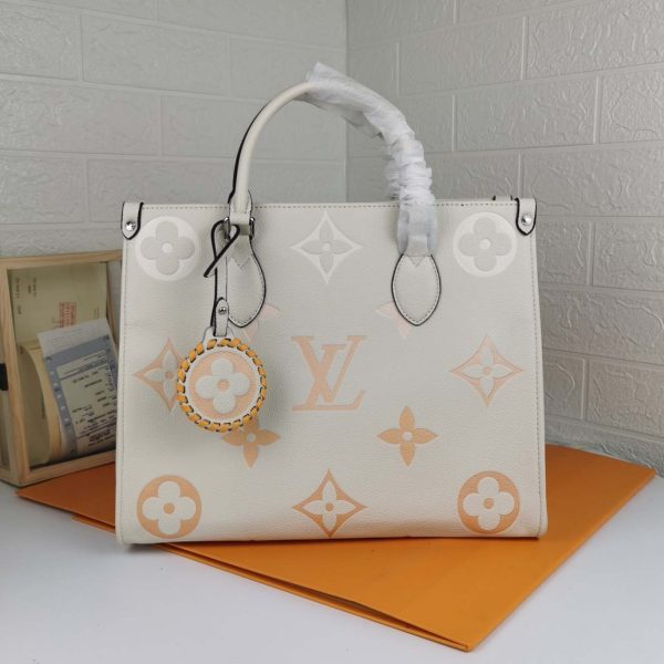 Replica LV By The Pool Onthego MM Blue Beige Pink Bag - Image 10