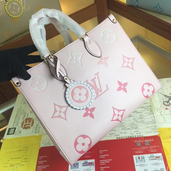 Replica LV By The Pool Onthego MM Blue Beige Pink Bag - Image 15