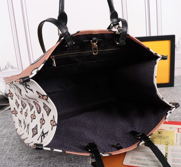 LV Onthego GM Replica Carryall Bag Black/Brown - Image 12