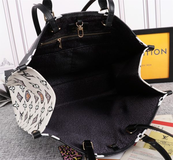 LV Onthego GM Replica Carryall Bag Black/Brown - Image 6