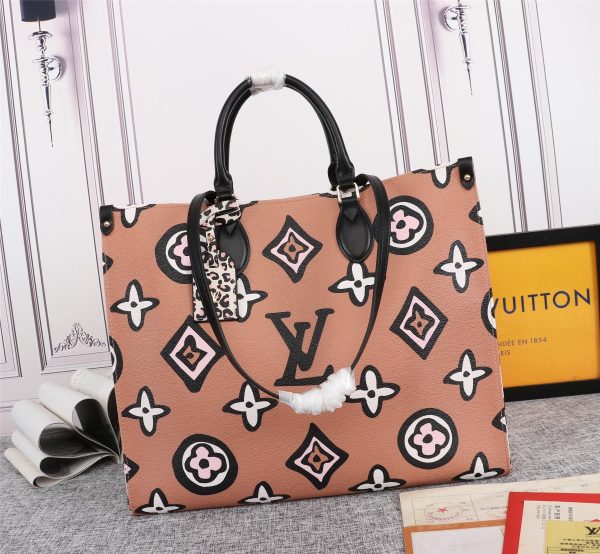 LV Onthego GM Replica Carryall Bag Black/Brown - Image 7
