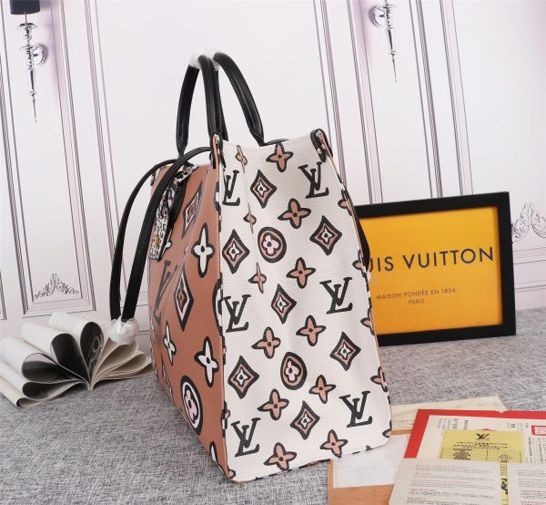 LV Onthego GM Replica Carryall Bag Black/Brown - Image 8