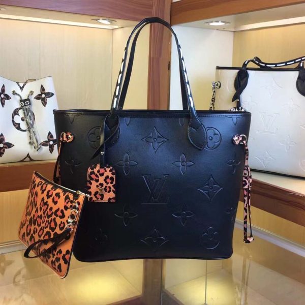Replica LV Neverfull MM Tote in Black & White - Image 6