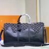 Best Replicas Bags - Replica LV Keepall Bandouliere 50 M45975 Black Travel Bag Shop For Best Louis Vuitton LV Replica Bags With Cheap Price